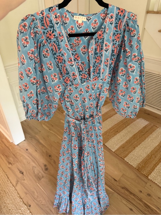 Marea By Liz Joy Dresses & Skirts - Marea by Liz Joy Blue Maxi Dress with Coral Floral Print